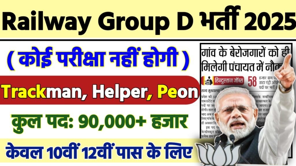 Railway Group D Recruitment 2025 - रेलवे भर्ती 2025, 10वीं पास