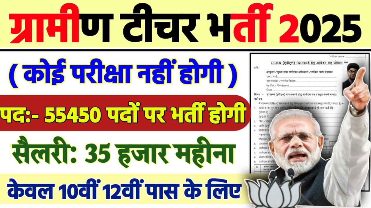 Teacher Recruitment 2025 - टीचर भर्ती 2025, 10वीं पास