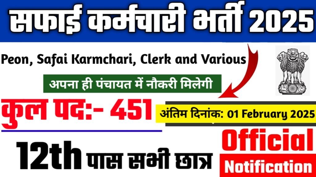 Safai Karmchari Recruitment 2025 - सफाई कर्मचारी भर्ती 2025, 10वीं पास