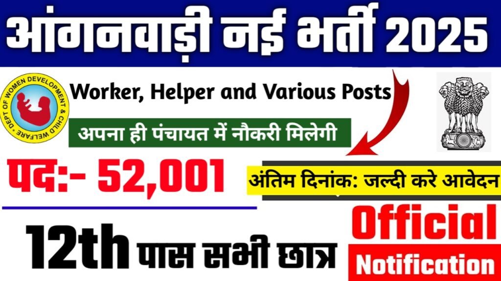 Aganwadi Recruitment 2025 - आंगनवाड़ी भर्ती 2025, 10वीं पास