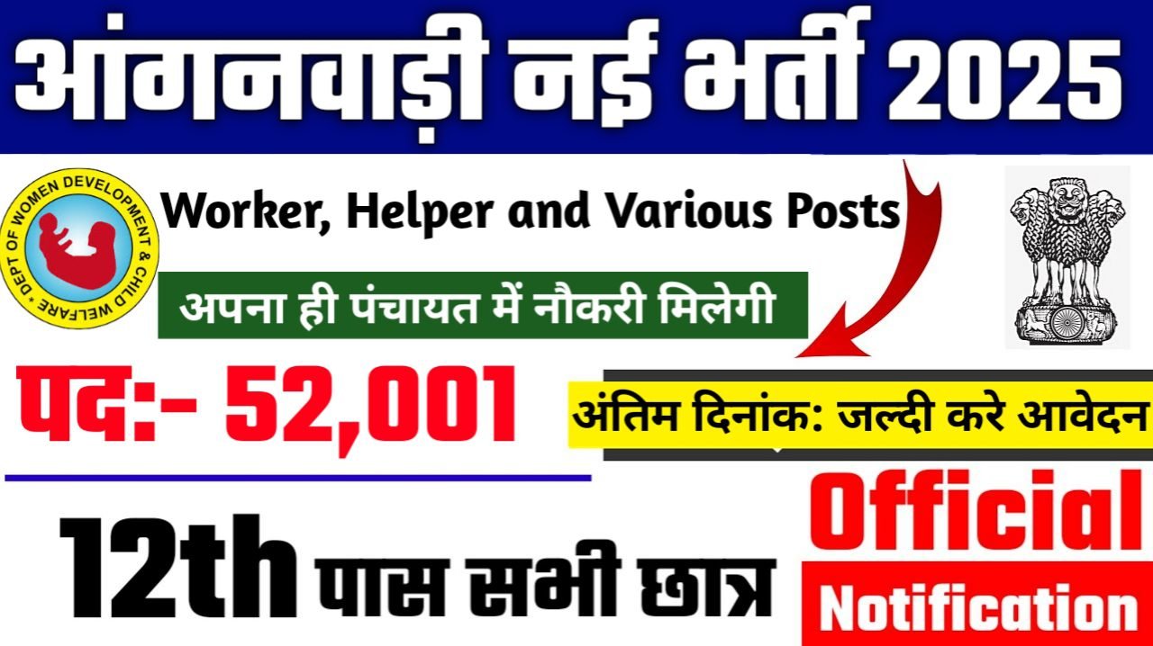 Aganwadi Recruitment 2025 - आंगनवाड़ी भर्ती 2025, 10वीं पास