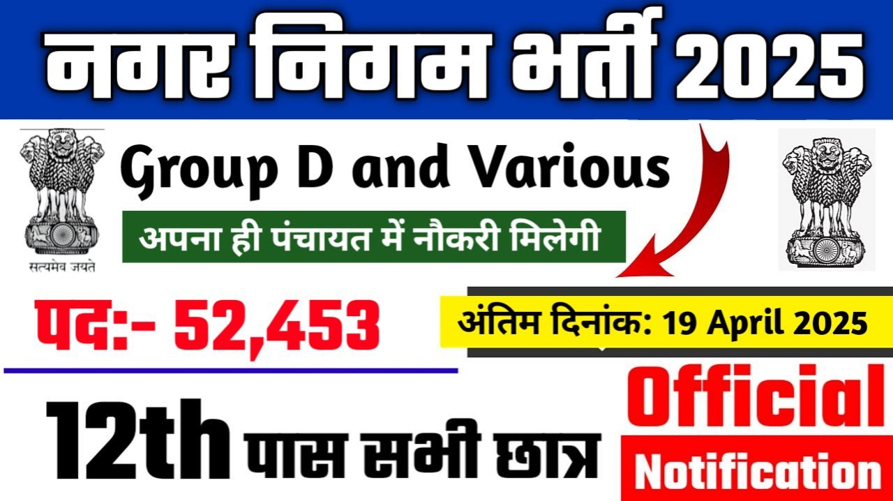 Nagar Nigam New Recruitment 2025 – Authoritative Notice Out