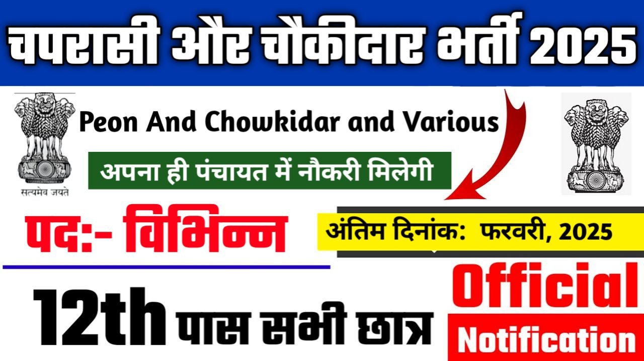 Peon And Chowkidar New Recruitment 2025 – Authoritative Notice Out