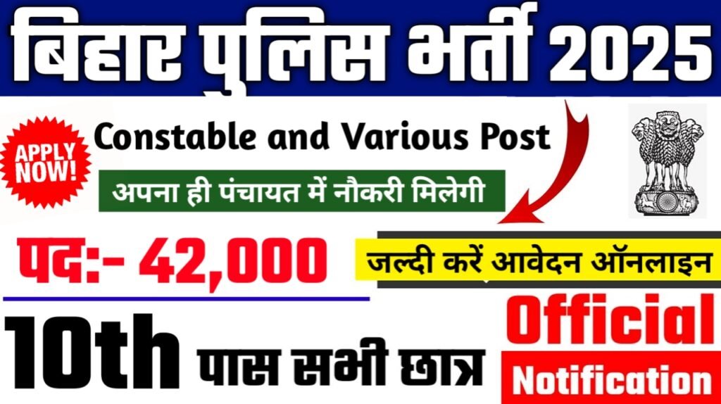 Bihar Police New Recruitment 2025 – Authoritative Notice Out