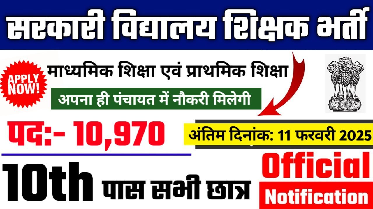 Govt School Teacher New Bharti 2025 – सरकारी विद्यालय शिक्षक भर्ती 2025 का नोटिस जारी